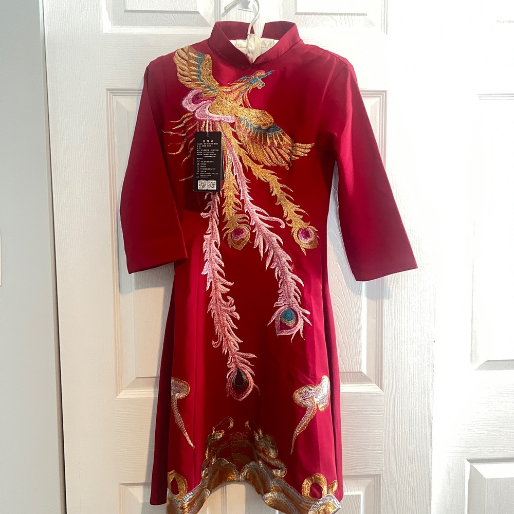 Elegant Red Embroidered Dress